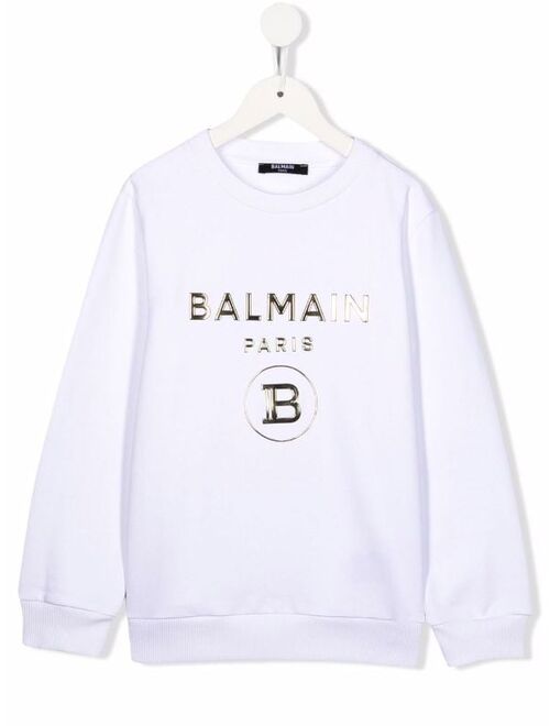 Balmain Kids metallic logo-print sweatshirt
