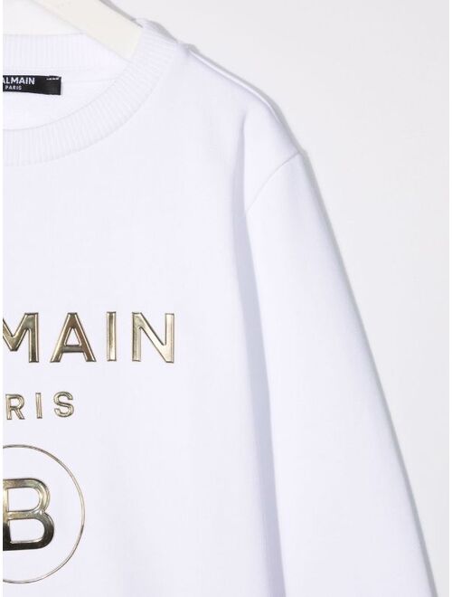 Balmain Kids metallic logo-print sweatshirt