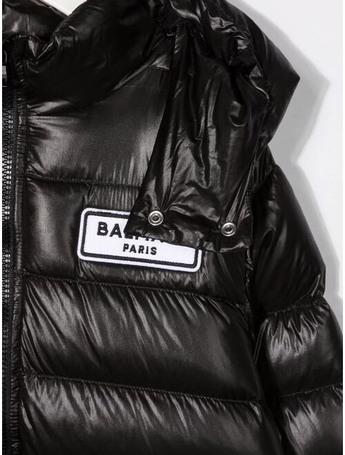 Balmain Kids logo patch padded jacket
