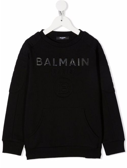 Balmain Kids embossed-logo cotton sweatshirt