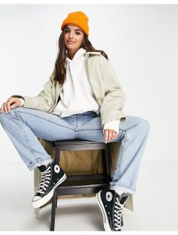 longline trench coat in stone