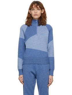 Blue Danille Cathari Edition Merino Zip-Up Sweater