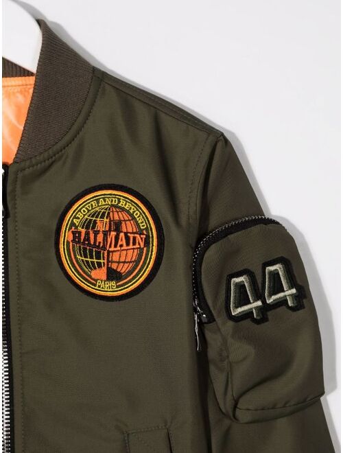 Balmain Kids patch-detailed bomber jacket