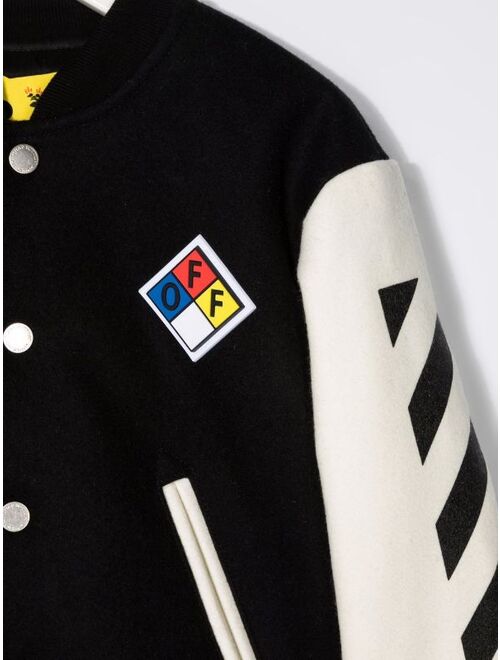 Off-White Kids logo-patch Diag varisty jacket