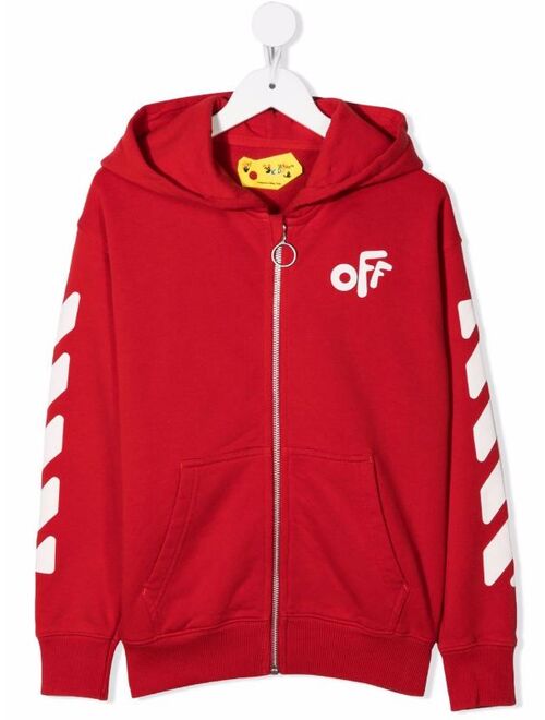 Off-White Kids rounded-logo cotton hoodie