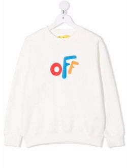 Off-White Kids rounded-logo cotton sweatshirt