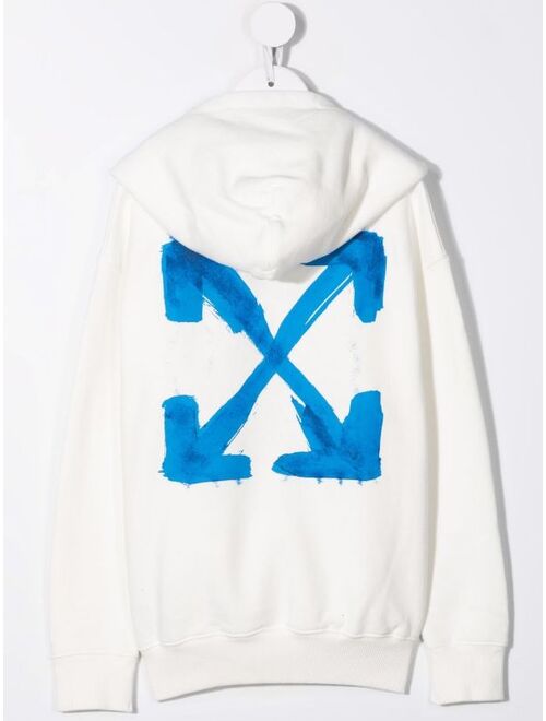 Off-White Kids leaf-print cotton hoodie