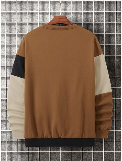 Shein Men Color Block Thermal Pullover Without Necklace