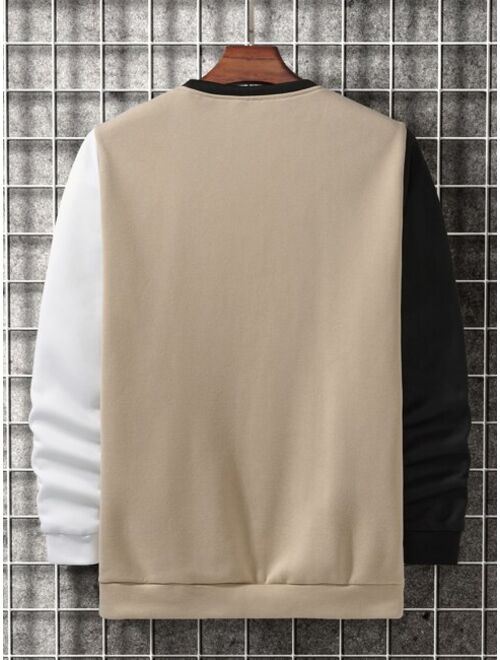 Shein Men Letter Graphic Colorblock Thermal Lined Sweatshirt
