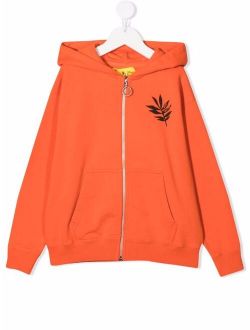 Off-White Kids leaf-print Arrows hoodie