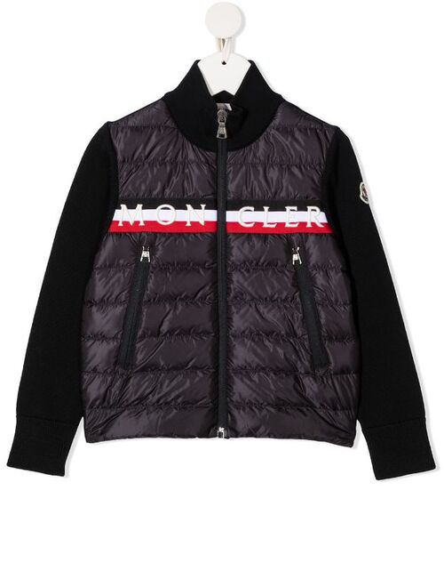 Moncler logo stripe puffer jacket