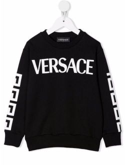 white logo-print black sweatshirt