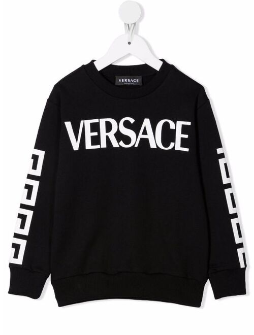 Versace white logo-print black sweatshirt