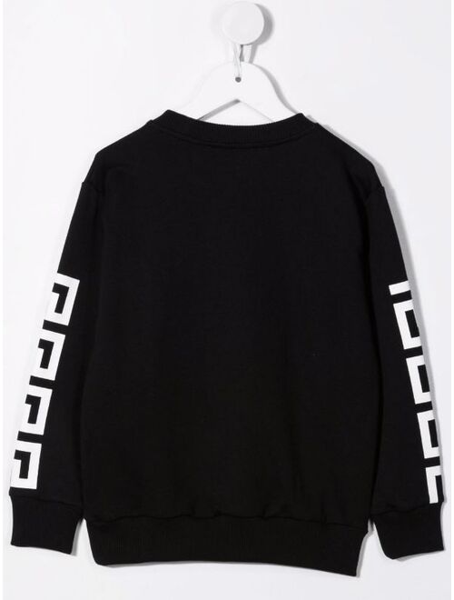 Versace white logo-print black sweatshirt