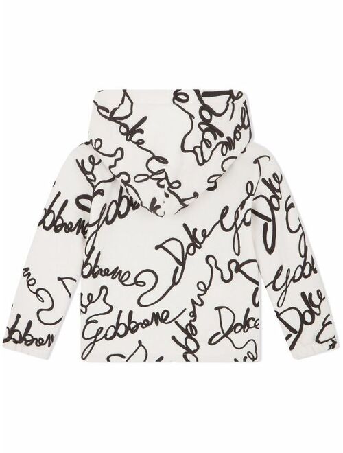 Dolce & Gabbana zipped logo-print hoodie
