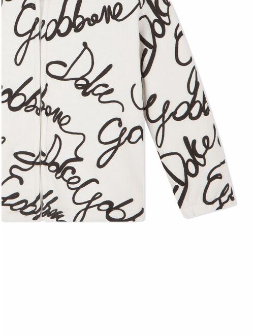 Dolce & Gabbana zipped logo-print hoodie