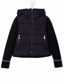 panelled hooded puffer jacket