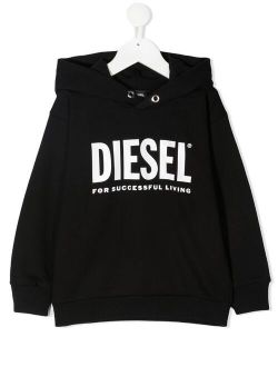 SDivision -LogoX Over logo-print cotton hoodie