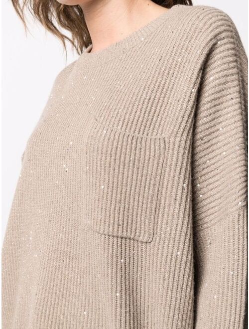 Brunello Cucinelli ribbed-knit long-sleeve jumper