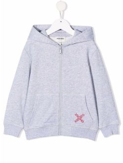 Kids cross logo zip-front hoodie