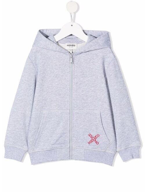Kenzo Kids cross logo zip-front hoodie