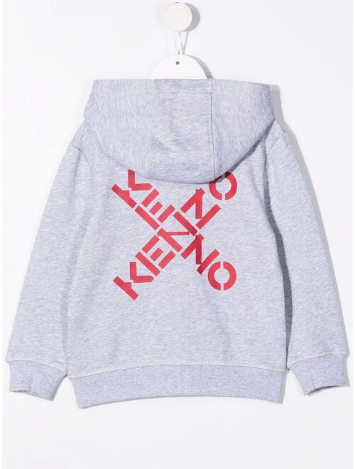 Kenzo Kids cross logo zip-front hoodie