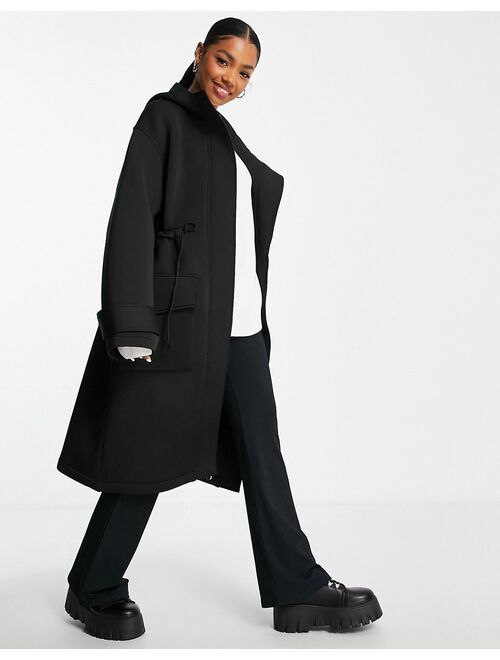 Asos Design oversized scuba parka coat in black