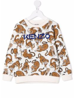 Kids tiger-motif cotton sweatshirt