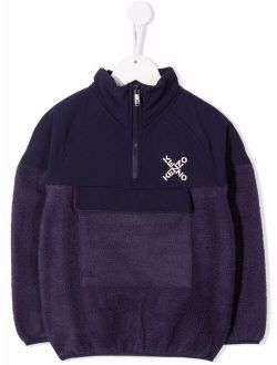 Kids logo-print half-zip jumper