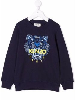 Kids tiger-logo embroidery sweatshirt