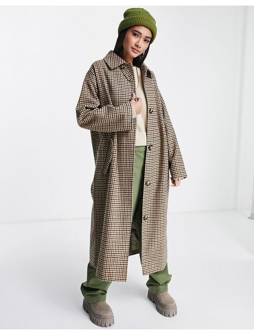 Asos Design oversized boyfriend coat in check