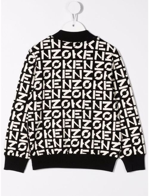 Kenzo Kids logo-print two-tone bomber jacket
