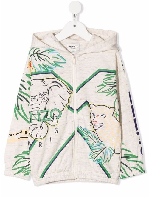 Kenzo Kids Elephant-print hooded jacket