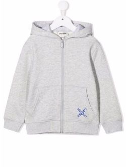 Kids logo print zipped hoodie