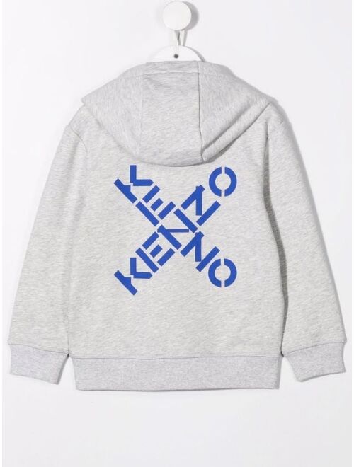 Kenzo Kids logo print zipped hoodie