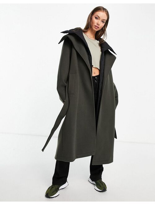 Asos Design oversized hybrid quilted coat in olive