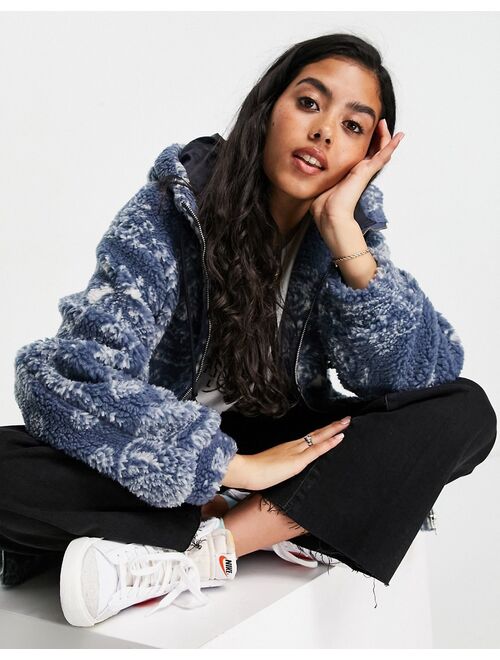 Asos Design paisley patched bomber jacket in blue