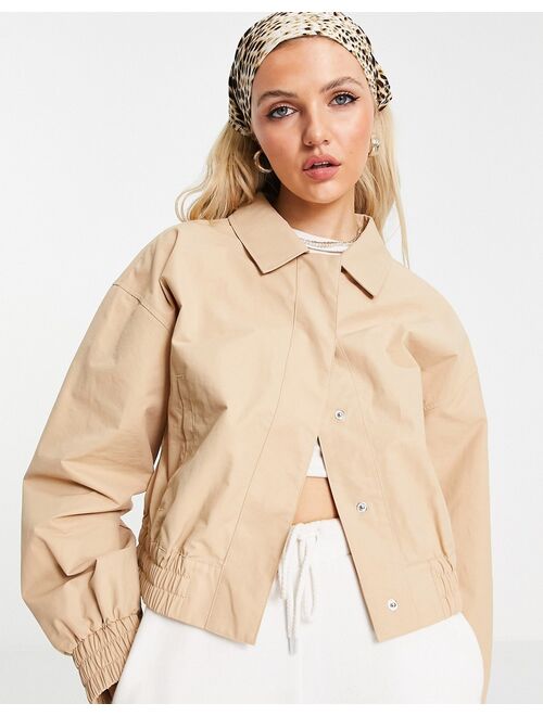 Asos Design cotton cropped jacket in coral