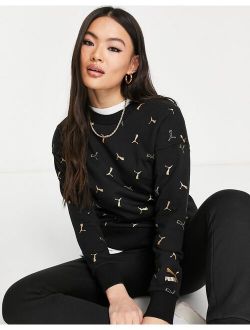 Classics all over logo print sweatshirt in black and gold