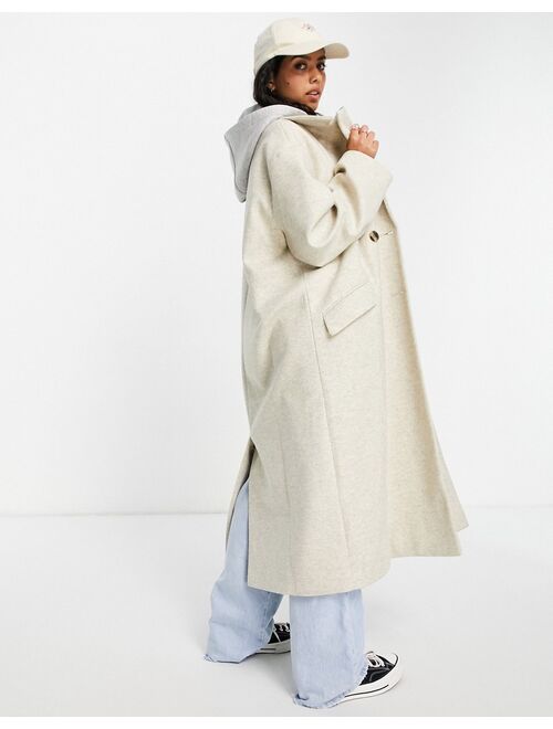 Asos Design oversized jersey hooded coat in cream