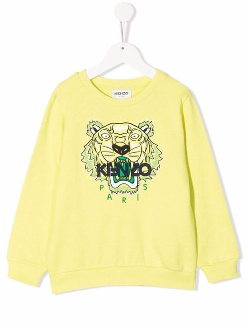 Kenzo Kids Tiger-embroidered rib-trimmed sweatshirt