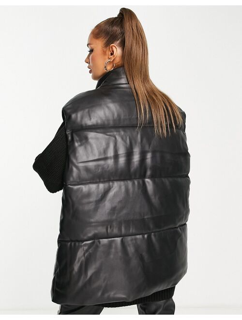Asos Design PU padded vest in black