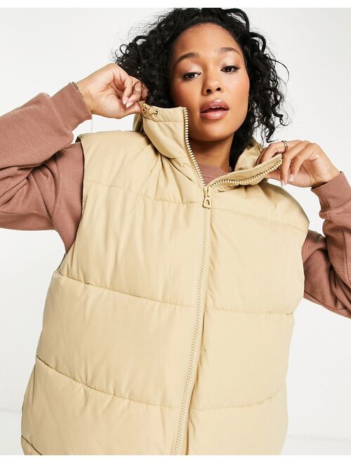 Asos Design oversized longline vest puffer jacket in camel