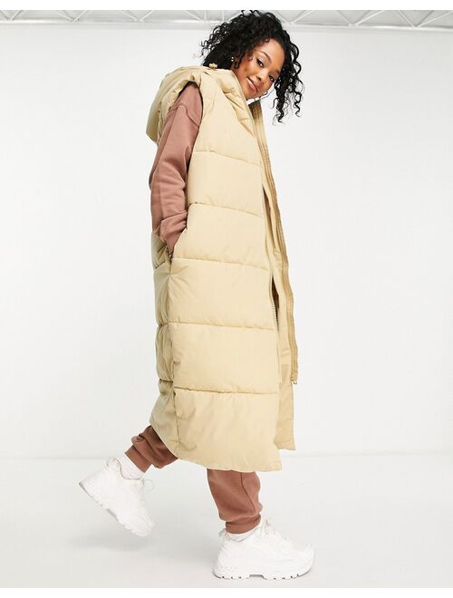 Asos Design oversized longline vest puffer jacket in camel