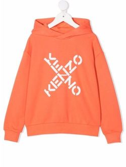 Kids logo-print cotton hoodie