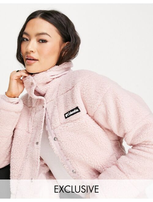 Columbia Lodge Baffled sherpa jacket in pink - Exclusive to ASOS