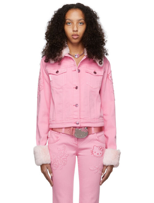 Blumarine SSENSE Exclusive Hello Kitty Edition Pink Denim Jacket
