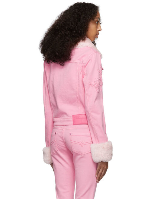 Blumarine SSENSE Exclusive Hello Kitty Edition Pink Denim Jacket