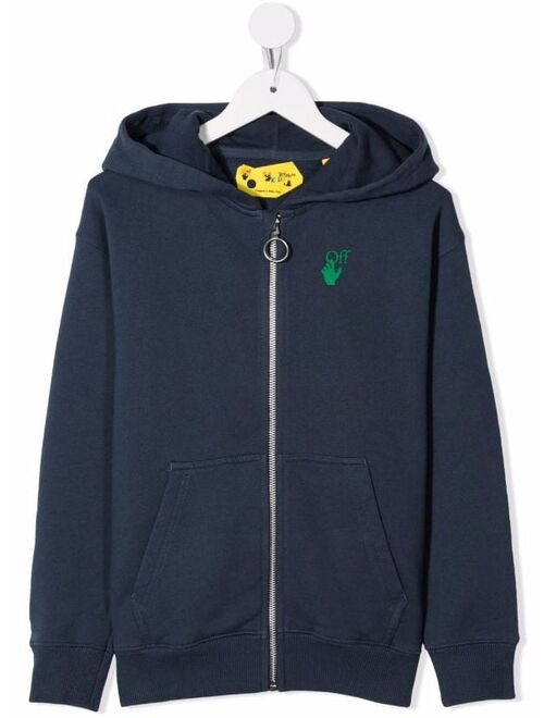 Off-White Kids logo-print zip-up hoodie