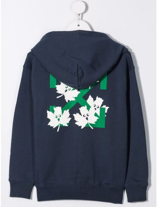 Off-White Kids logo-print zip-up hoodie